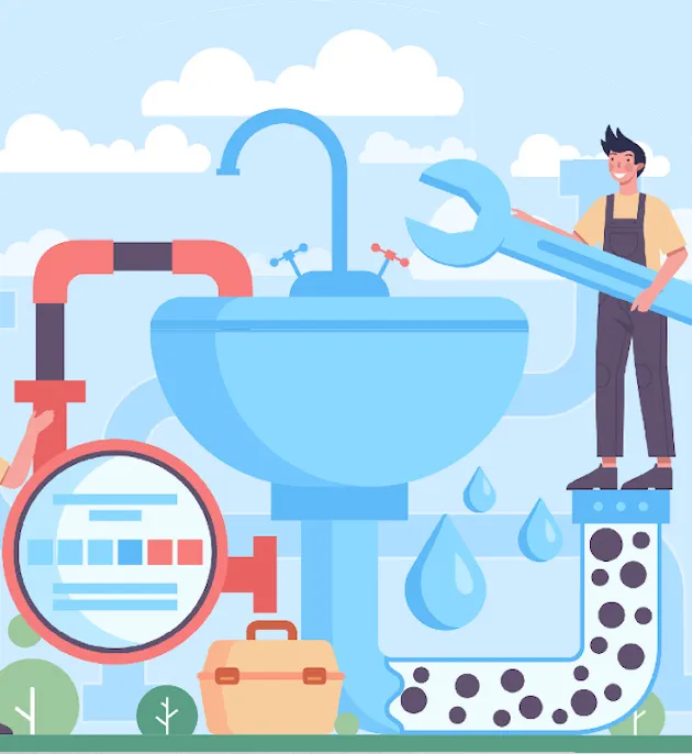 Graphique illustrant les traveaux d'un plombier